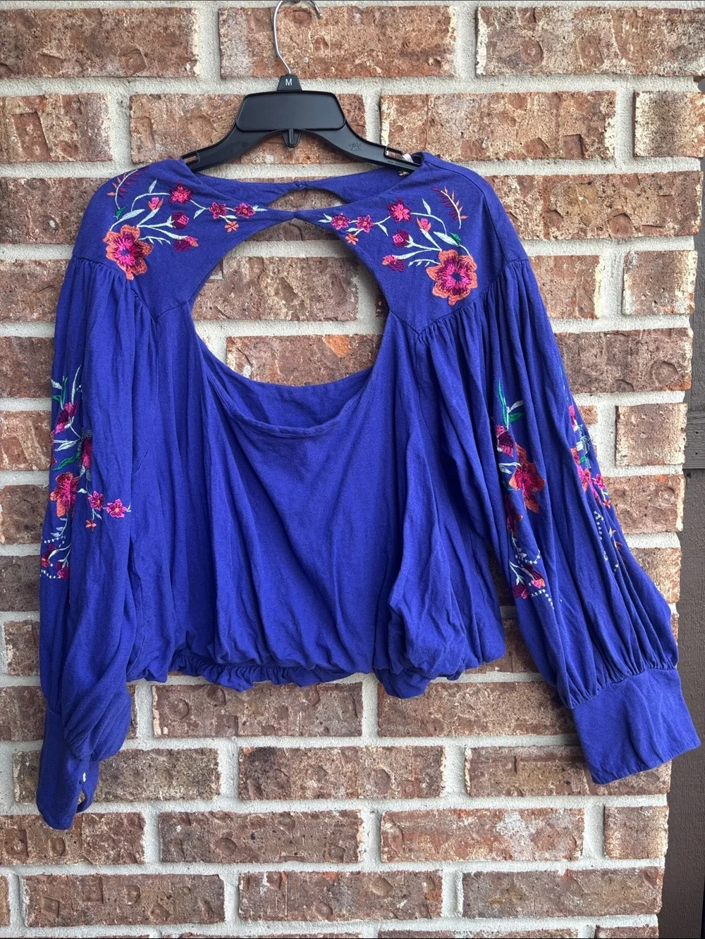 Free people lita Embroidered Open-Back Peasant Blouse -
